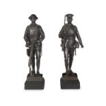 After George Edward Wade (British, 1853-1933): A pair of patinated bronze figures of Grenadier G...