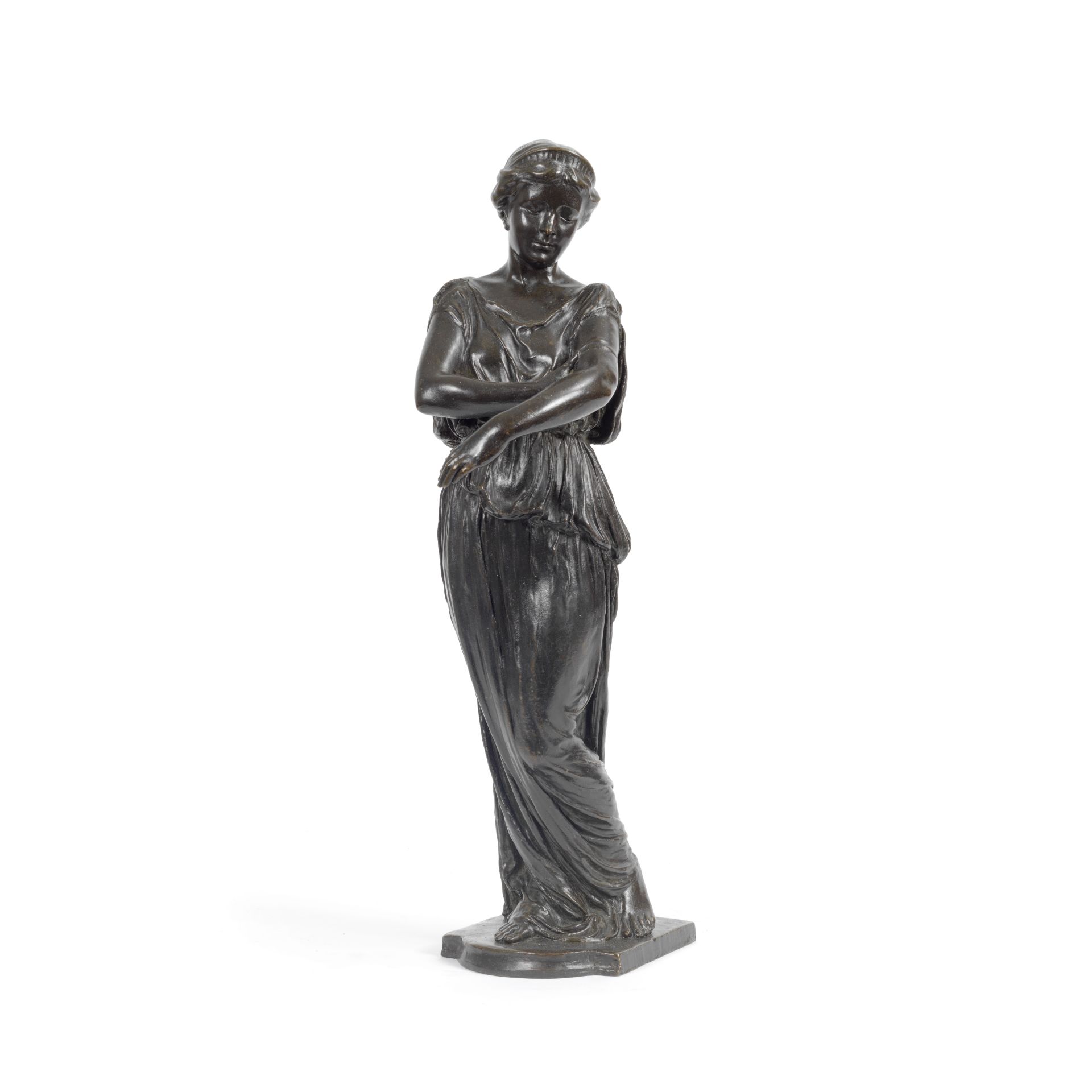 William James McLean (British, 1861&#8211;1934): A patinated bronze figure of a classical maiden