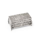 An unusual Chinese export silver box stamped B.H and with Chinese character mark, circa 1900