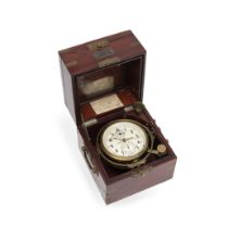 A 20th century Russian brass-bound mahogany two-day marine chronometer signed and number Kirova ...