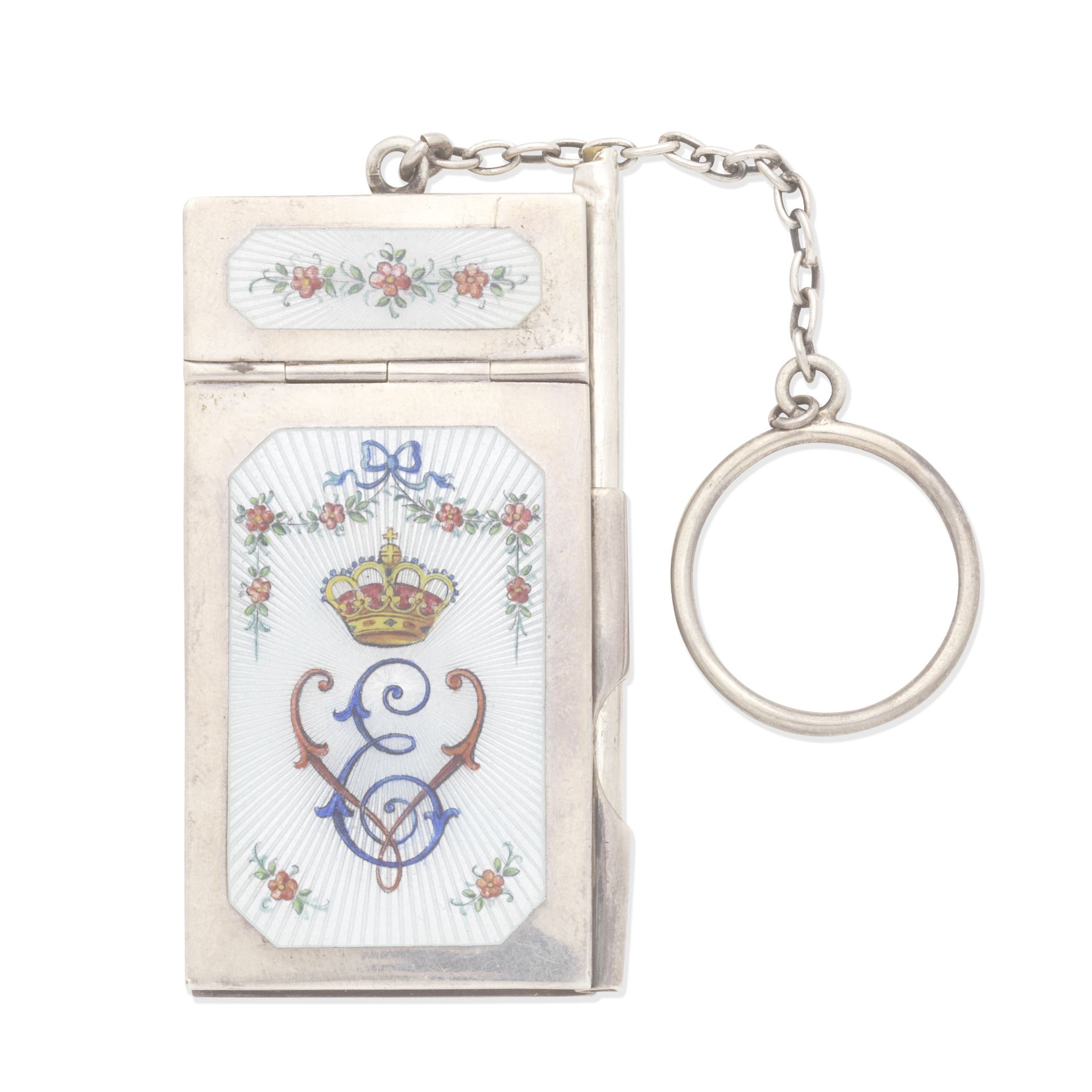 ITALIAN ROYAL INTEREST: an early 20th century Italian silver and enamelled dance card case stam...