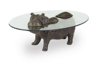 Mark Stoddart (British, b. 1960): A limited edition patinated bronze and glass 'Hippo Childhood'...