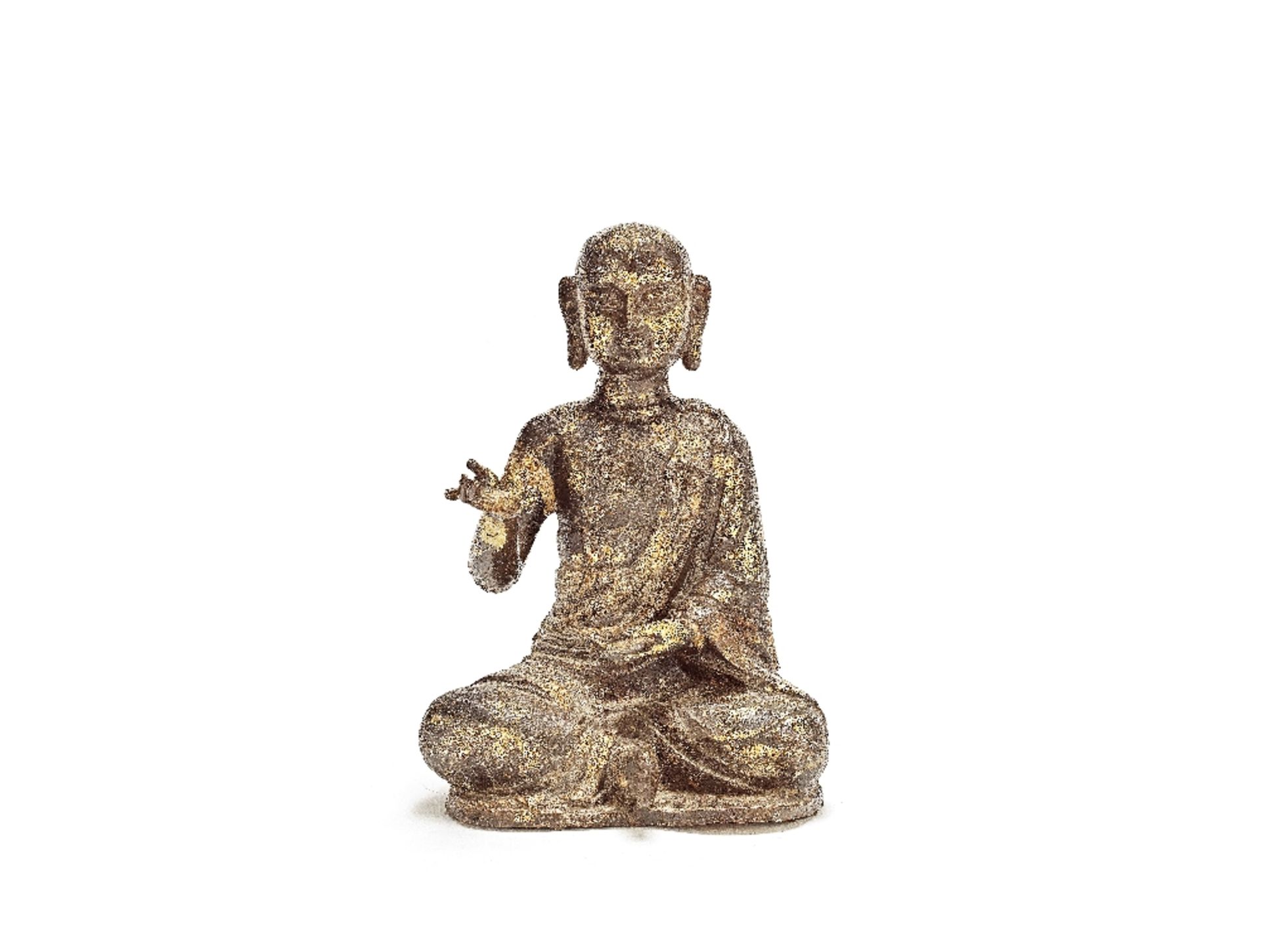 A Burmese gilt copper alloy figure of a monk probably 19th century