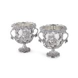 A pair of modern Italian silver two-handled wine coolers post 1968 mark, Florence, also stamped...