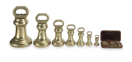 A Set Of County Of Cumberland Brass Bell Weights, English, dated 1901,