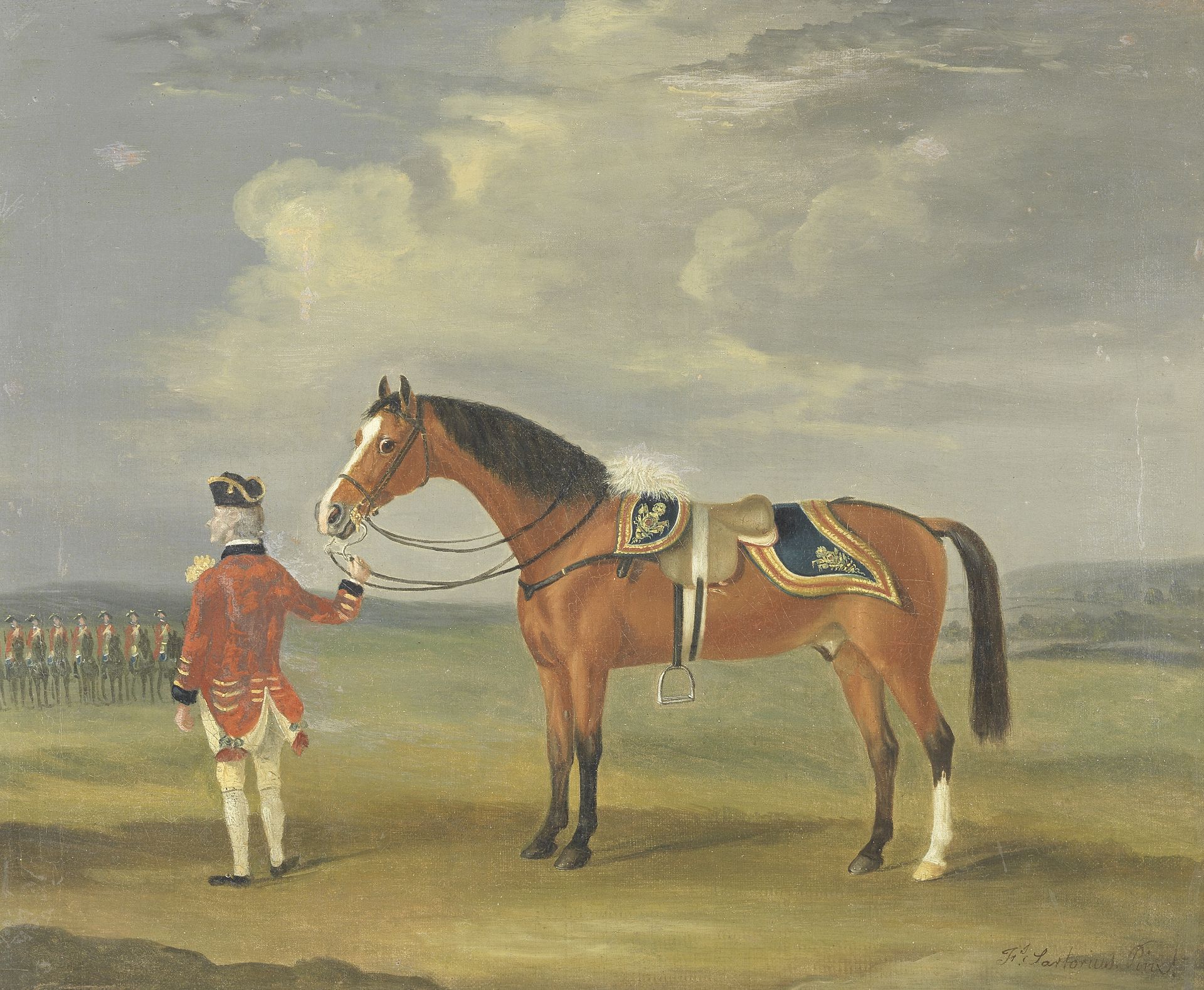 Francis Sartorius (British, 1734-1804) Portrait of an officer with his horse