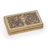 A 19th century gold and champlev&#233; enamelled snuff box unmarked, almost certainly Swiss