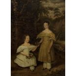 English School, 19th Century A portrait of two young girls in parkland