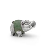 A silver-mounted shagreen hippopotamus unmarked, Lotus Arts de Vivre, Thailand, 20th century