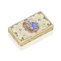 A 19th century Swiss gold and enamelled snuff box maker's mark incuse CM, possibly Charles Magni...