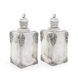 A pair of continental silver large flasks possibly 17th or 18th century Spanish (2)