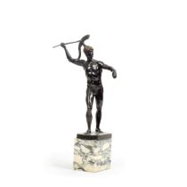 Georges Morin (German, 1874-1950): A patinated patinated bronze figure of a classical warrior p...