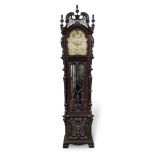 A very impressive late Victorian mahogany chiming longcase clock