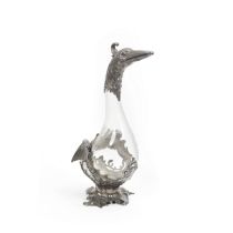 An early 20th century WMF (W&#252;rttembergische Metallwarenfabrik) pewter mounted glass claret jug