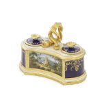 A Flight, Barr and Barr Worcester inkstand and two covers, circa 1815-20