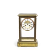 A late 19th/early 20th century French brass four glass clock the movement stamped A*B