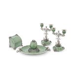 A good Victorian silver and shagreen four-piece desk set William Leuchars, London 1878, also in...