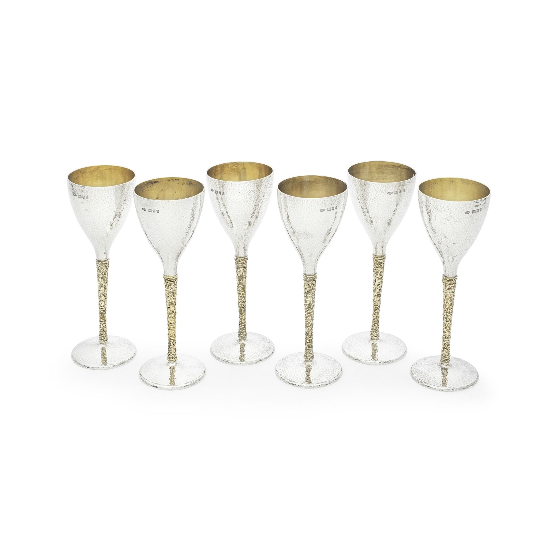 STUART DEVLIN: a set of six silver and silver-gilt goblets London 1973 (6)