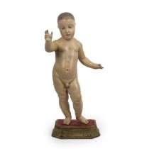 An 18th century Italian carved and polychrome processional figure of the Christ Child