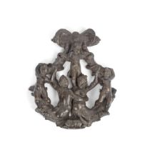 A late 19th century Elkington & Co. patinated bronze door knocker cast after a Renaissance mode...