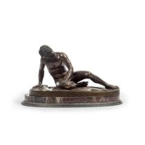 A late 19th century French patinated bronze figure of the Dying Gaul after the antique