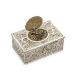 A German silver and gem-set singing bird box unmarked case the movement by Karl Griesbaum, circa...