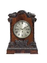 A mid 19th century mahogany chiming bracket clock