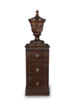 A George III mahogany urn and pedestal 1775-1795, the urn probably associated but period (2)