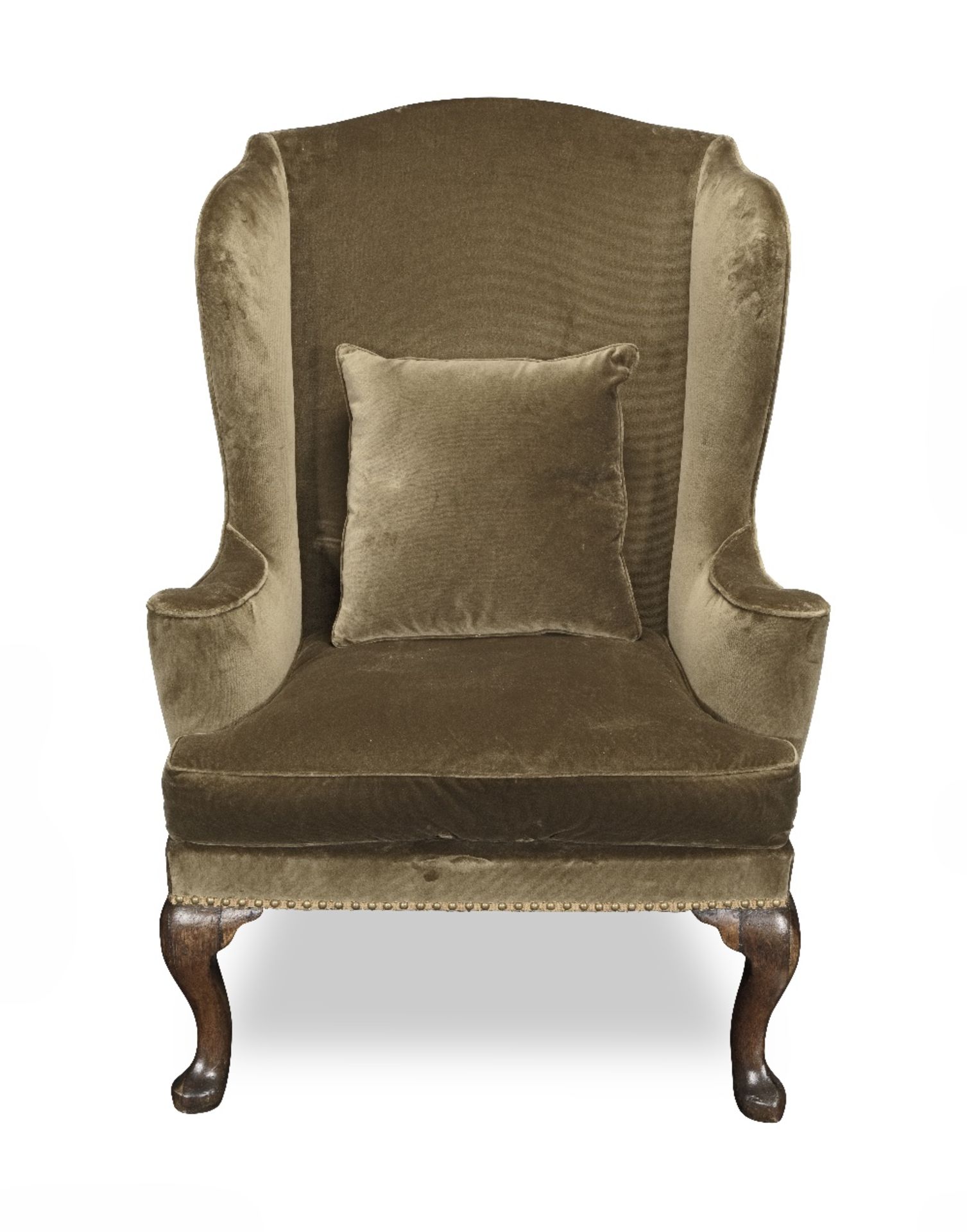 A mid or third quarter 18th century walnut and ash wingback armchair