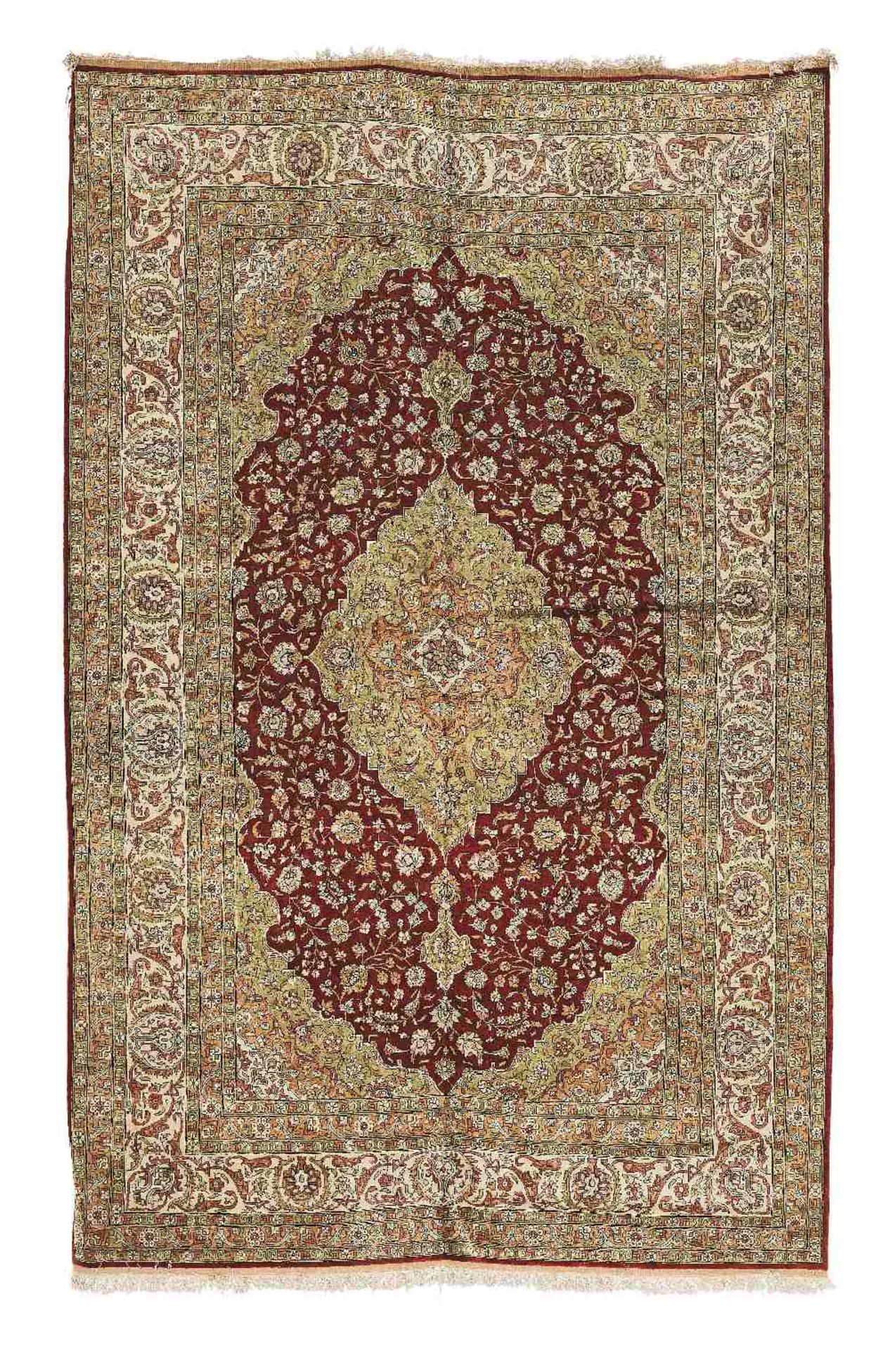 An impressive silk and metal thread Hereke carpet West Anatolia, 302cm x 198cm