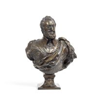 A late 19th French patinated bronze bust of Henry II