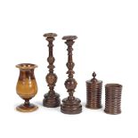 A collection of turned treen table articles probably late 18th and 19th century (5)