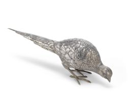 A silver model of a pheasant