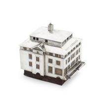 A presentation silver building-shaped table box Paul Harrison, London 1987