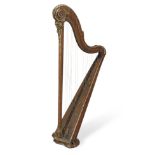 A late 18th/early 19th century French polychrome decorated and parcel gilt pedal harp by George ...