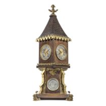 A late 19th/early 20th century German polished brass mounted and oak stained carved wood novelty...