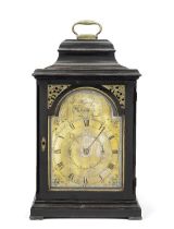 A late 18th century ebonised musical table clock with six tune selection signed William Jones, L...
