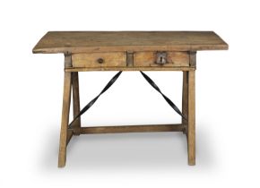 A chestnut and oak pantry or preparation table