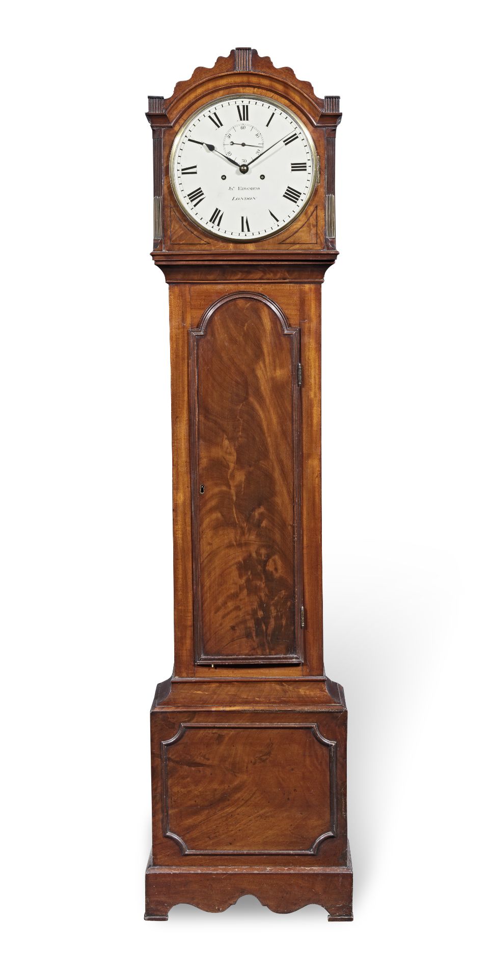 An early 19th century mahogany and ebony strung long case clock of small size the dial signed JA...