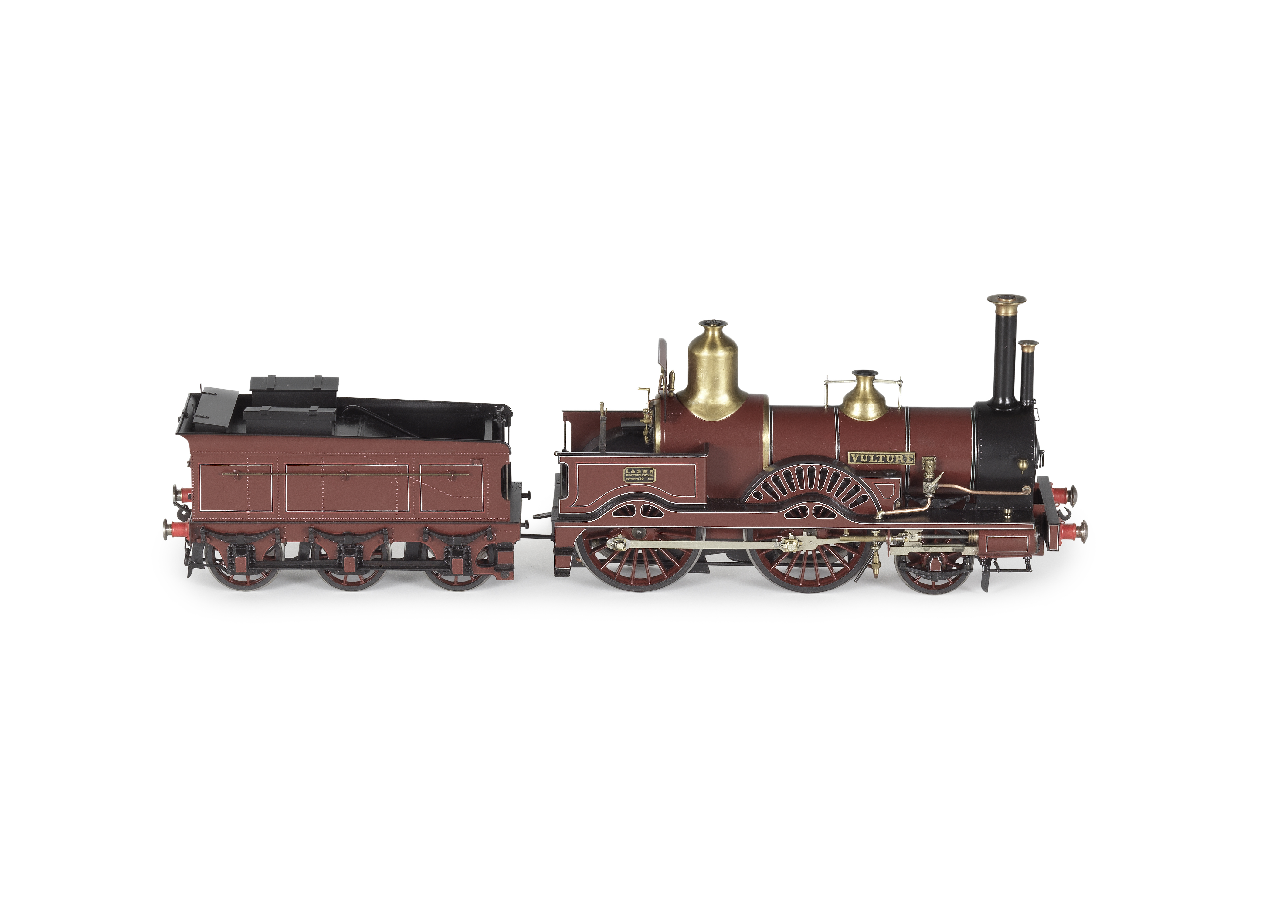 An O-Gauge Model Of A L & SWR 2-2-2, Locomotive, English, Modern - Image 2 of 2