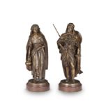 Jean Jules Salmson (French, 1823-1902): A pair of patinated bronze figures of 'Le Guerrier Arabe...