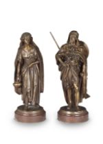 Jean Jules Salmson (French, 1823-1902): A pair of patinated bronze figures of 'Le Guerrier Arabe...