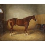 James Clark (British, 1812-1884) Chestnut horse in a stable