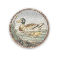 An Italian micro mosaic plaque of a duck and duckling In the manner of Giacomo Raffaelli (1753-1...