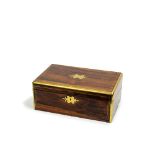 A mid 19th century brass inlaid and strung rosewood writing slope later converted to a humidor b...