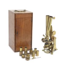 A Ross Wenham's brass compound binocular microscope, English, circa 1870,