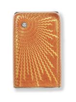 Faberg&#233; guilloch&#233; enamel and diamond set cigarette case in leather outer case Anders J...