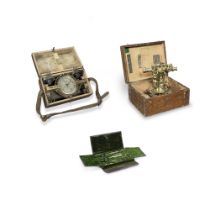 An early 20th century brass theodolite together with a similar period brass surveyor's compass a...