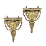 A pair of late 19th century gilt gesso and gilt composition wall brackets (2)