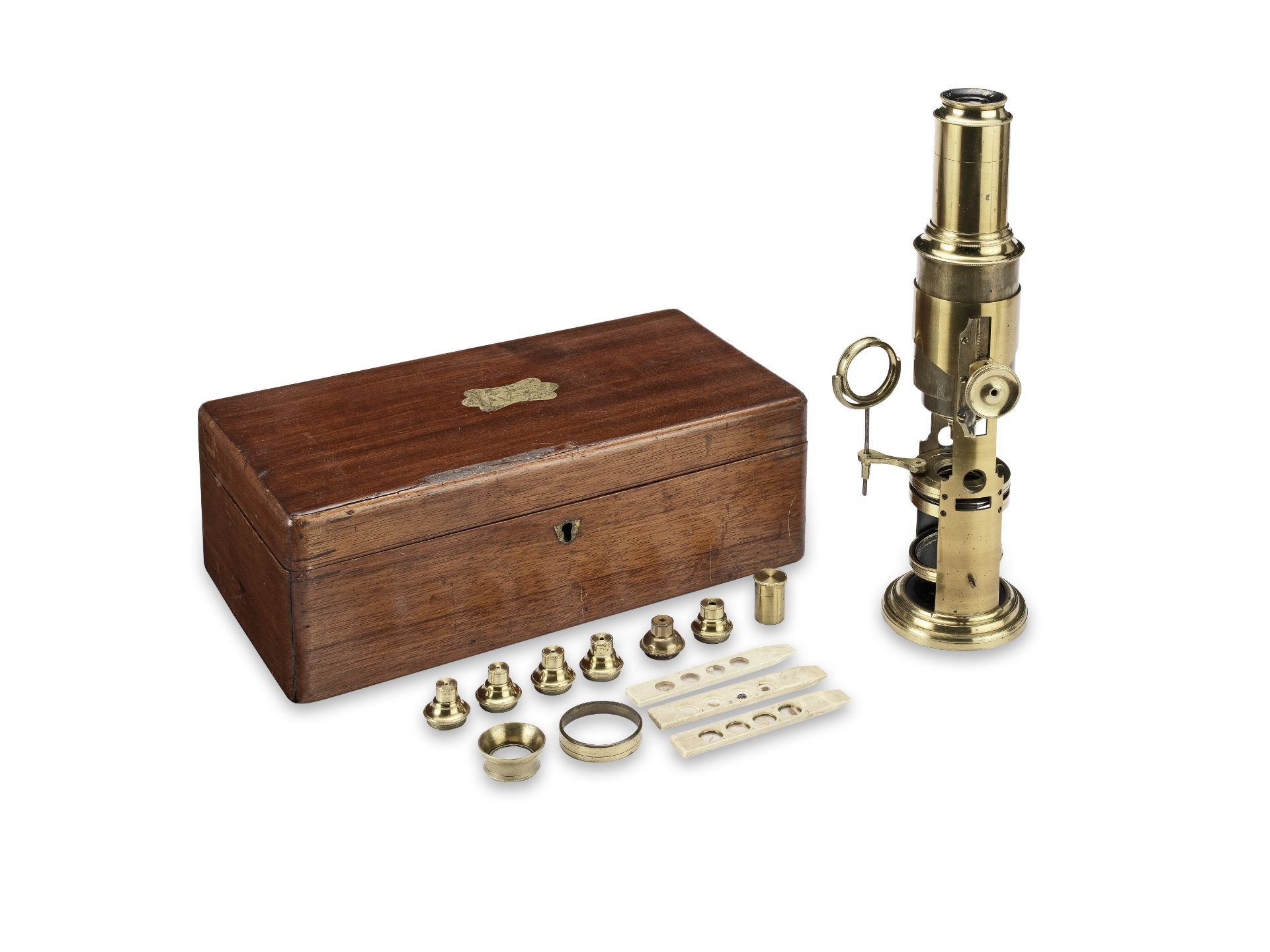 A Brass Drum Microscope, English, circa 1840,